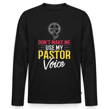 Pasteur Église Ministre Christ Spirituel Jésus - T-shirt manches longues Premium bio Homme - noir - Devant - Nico (187cm)