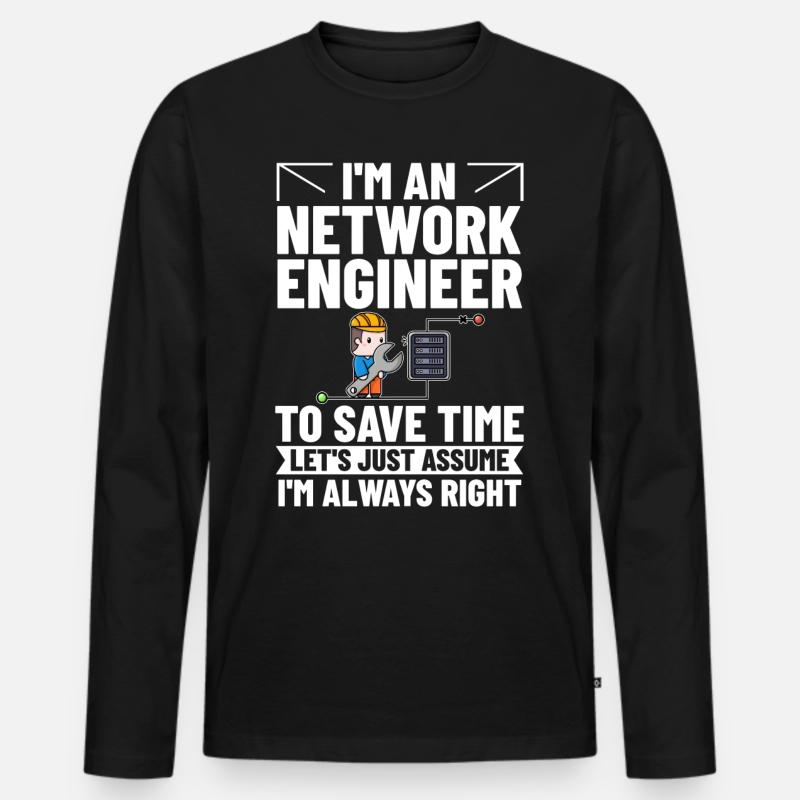 Netzwerkingenieur Network Engineer Computer - Männer Premium Bio Langarmshirt - Schwarz