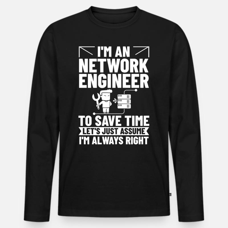 Netzwerkingenieur Network Engineer Computer - Men's Premium Organic Long Sleeve Shirt - black