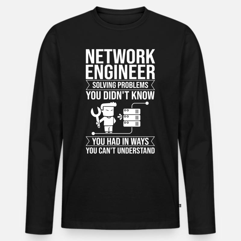 Netzwerkingenieur Network Engineer Computer - Männer Premium Bio Langarmshirt - Schwarz