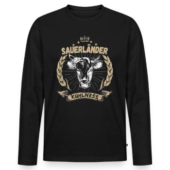 Sauerland kuhlness - T-shirt manches longues Premium bio Homme - noir - Devant - Nico (187cm)
