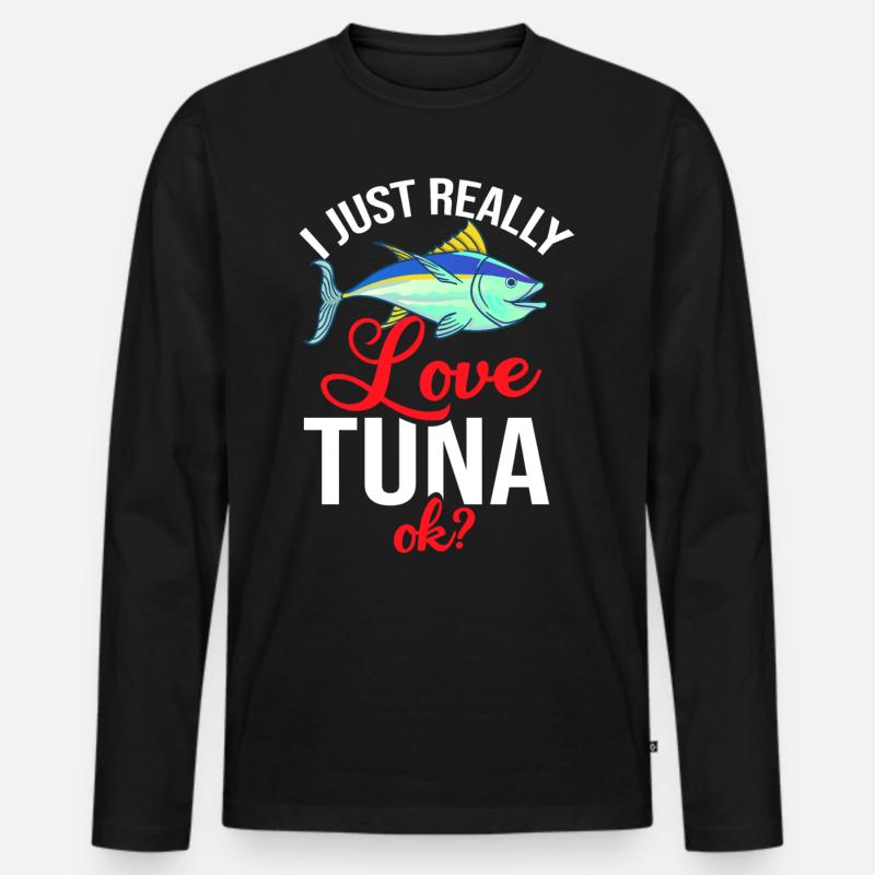 Roter Thunfisch Blauflossenfischer Griechisch - Männer Premium Bio Langarmshirt - Schwarz