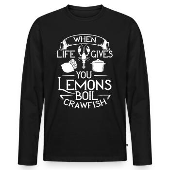 Crabs Cooking Pot Tails Crab Lobster - Men's Premium Organic Long Sleeve Shirt - black - Front - Nico (187cm)