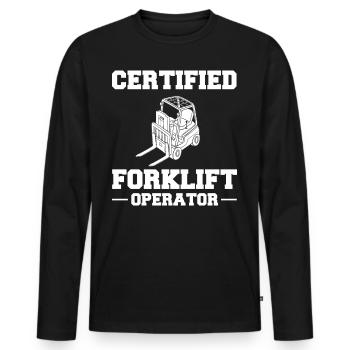 Conducteur de chariot élévateur Élévateur - T-shirt manches longues Premium bio Homme - noir - Devant - Nico (187cm)