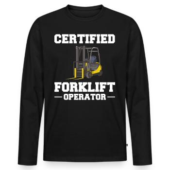 Conducteur de chariot élévateur Élévateur - T-shirt manches longues Premium bio Homme - noir - Devant - Nico (187cm)
