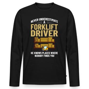 Conducteur de chariot élévateur Élévateur - T-shirt manches longues Premium bio Homme - noir - Devant - Nico (187cm)