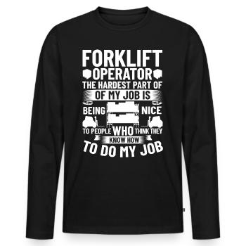 Conducteur de chariot élévateur Élévateur - T-shirt manches longues Premium bio Homme - noir - Devant - Nico (187cm)