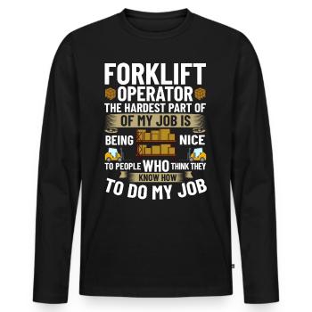 Conducteur de chariot élévateur Élévateur - T-shirt manches longues Premium bio Homme - noir - Devant - Nico (187cm)