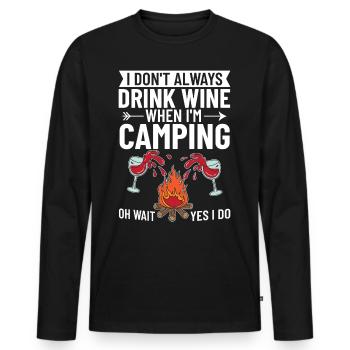 Camping Wine Drinker Beginner Camper Hiking - Men's Premium Organic Long Sleeve Shirt - black - Front - Nico (187cm)