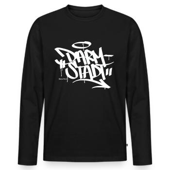 Darmstadt Graffiti Shirt - Männer Premium Bio Langarmshirt - Schwarz - Vorne - Nico (187cm)