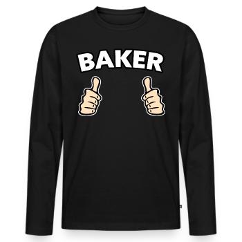 Baker Pastry Chef Gift Idea - Men's Premium Organic Long Sleeve Shirt - black - Front - Nico (187cm)