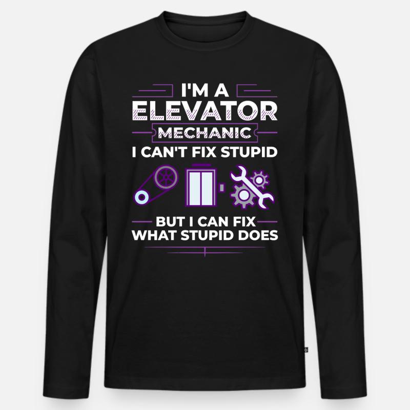 Technicien d’ascenseur Élévateur élévateur - T-shirt manches longues Premium bio Homme - noir