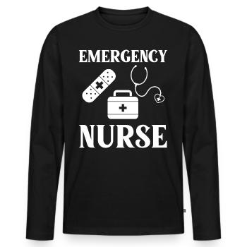 Infirmière d’urgence Premiers soins - T-shirt manches longues Premium bio Homme - noir - Devant - Nico (187cm)