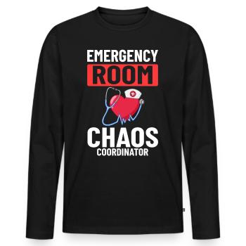 Infirmière d’urgence Premiers soins - T-shirt manches longues Premium bio Homme - noir - Devant - Nico (187cm)
