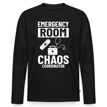 Premiers soins d'infirmière d'urgence de salle d'urgence - T-shirt manches longues Premium bio Homme - noir - Devant - Nico (187cm)