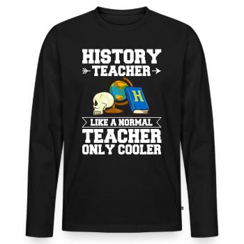 Professeur d’histoire Professeur de leçon Historien - T-shirt manches longues Premium bio Homme - noir - Devant - Nico (187cm)