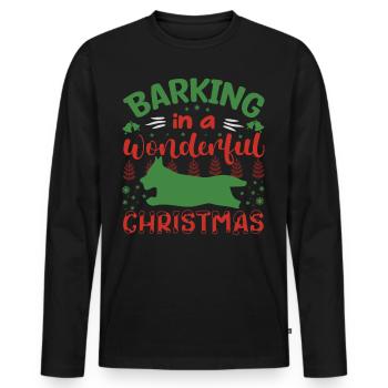 Vilain pull de Noël Corgi - T-shirt manches longues Premium bio Homme - noir - Devant - Nico (187cm)