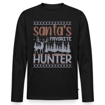 Pull de Noël moche - Chasseur préféré du Père Noël - T-shirt manches longues Premium bio Homme - noir - Devant - Nico (187cm)