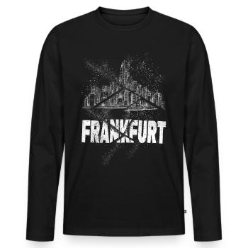 Francfort Allemagne City Skyline Grunge Splash - T-shirt manches longues Premium bio Homme - noir - Devant - Nico (187cm)
