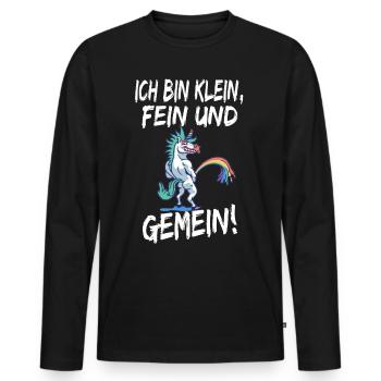 ich bin klein fein und gemein Einhorn Lustig - Männer Premium Bio Langarmshirt - Schwarz - Vorne - Nico (187cm)