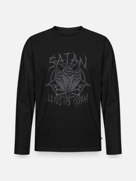Satan Loves Ice Cream - Men's Premium Organic Long Sleeve Shirt - black