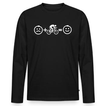 Radfahren macht mich glücklich - Männer Premium Bio Langarmshirt - Schwarz - Vorne - Nico (187cm)