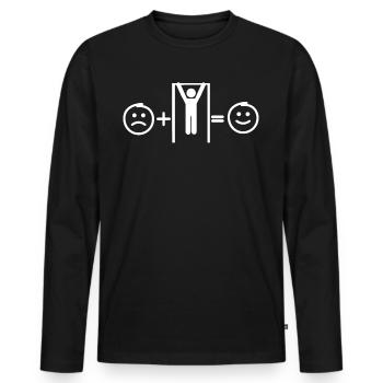 Calisthenics machen mich glücklich - Männer Premium Bio Langarmshirt - Schwarz - Vorne - Nico (187cm)