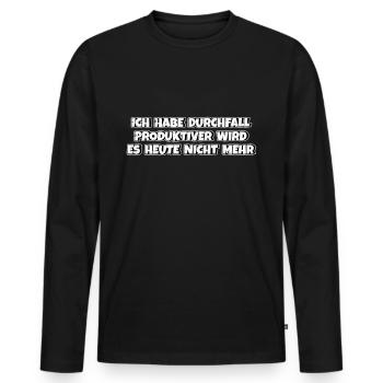 Ich habe Durchfall Produktiver wird es nicht mehr - Männer Premium Bio Langarmshirt - Schwarz - Vorne - Nico (187cm)