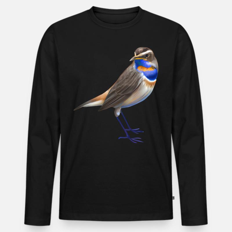 Blaukehlchen Vogel - Männer Premium Bio Langarmshirt - Schwarz