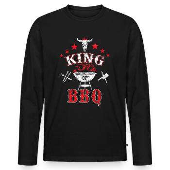 King of BBQ - Men's Premium Organic Long Sleeve Shirt - black - Front - Nico (187cm)