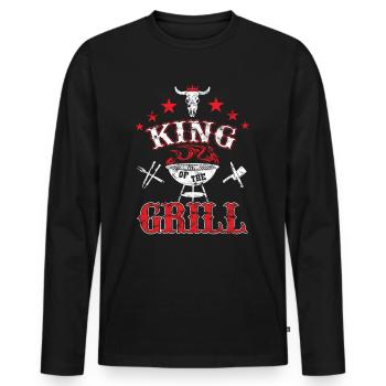 King of the Grill - Men's Premium Organic Long Sleeve Shirt - black - Front - Nico (187cm)