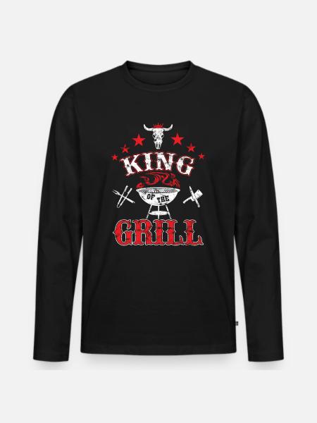 King of the Grill - Men's Premium Organic Long Sleeve Shirt - black