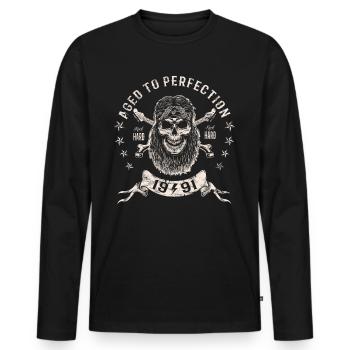 1991 Geburtstag Aged to perfection Rock Hard - Männer Premium Bio Langarmshirt - Schwarz - Vorne - Nico (187cm)