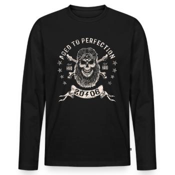 2006 Geburtstag Aged to perfection Rock Hard - Männer Premium Bio Langarmshirt - Schwarz - Vorne - Nico (187cm)