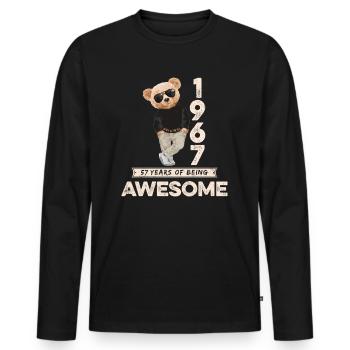 1967 Geburtstag Teddy Bär Being Awesome Orignal - Männer Premium Bio Langarmshirt - Schwarz - Vorne - Nico (187cm)