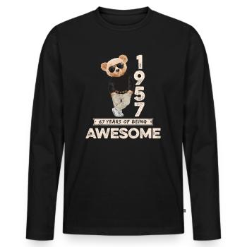 1957 Geburtstag Teddy Bär Being Awesome Orignal - Männer Premium Bio Langarmshirt - Schwarz - Vorne - Nico (187cm)