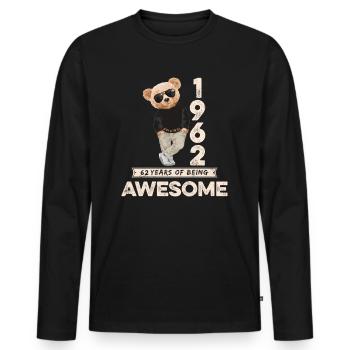 1962 Geburtstag Teddy Bär Being Awesome Orignal - Männer Premium Bio Langarmshirt - Schwarz - Vorne - Nico (187cm)