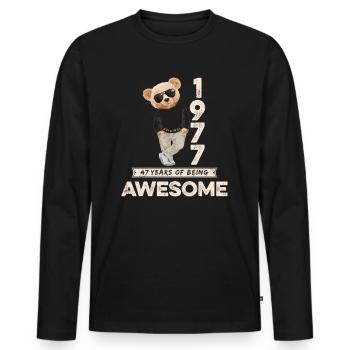 1977 Geburtstag Teddy Bär Being Awesome Orignal - Männer Premium Bio Langarmshirt - Schwarz - Vorne - Nico (187cm)