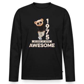 1975 Geburtstag Teddy Bär Being Awesome Orignal - Männer Premium Bio Langarmshirt - Schwarz - Vorne - Nico (187cm)