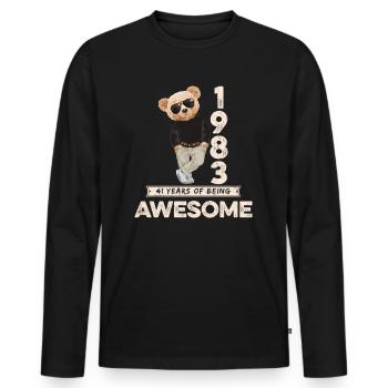 1983 Geburtstag Teddy Bär Being Awesome Orignal - Männer Premium Bio Langarmshirt - Schwarz - Vorne - Nico (187cm)