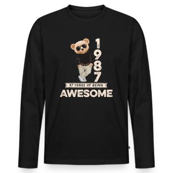 1987 Geburtstag Teddy Bär Being Awesome Orignal - Männer Premium Bio Langarmshirt - Schwarz - Vorne - Nico (187cm)