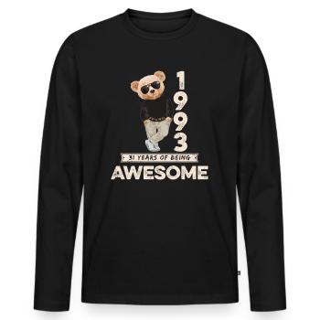 1993 Geburtstag Teddy Bär Being Awesome Orignal - Männer Premium Bio Langarmshirt - Schwarz - Vorne - Nico (187cm)