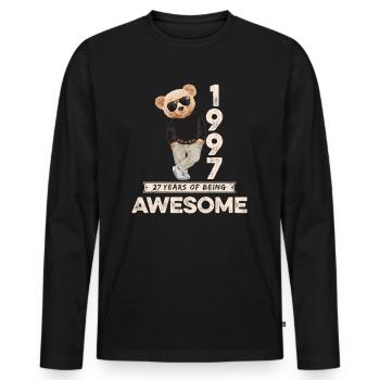 1997 Geburtstag Teddy Bär Being Awesome Orignal - Männer Premium Bio Langarmshirt - Schwarz - Vorne - Nico (187cm)