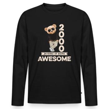2000 Geburtstag Teddy Bär Being Awesome Orignal - Männer Premium Bio Langarmshirt - Schwarz - Vorne - Nico (187cm)