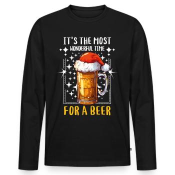 Weihnachten Bier Weihnachtsbier Prost Lustig Humor - Männer Premium Bio Langarmshirt - Schwarz - Vorne - Nico (187cm)
