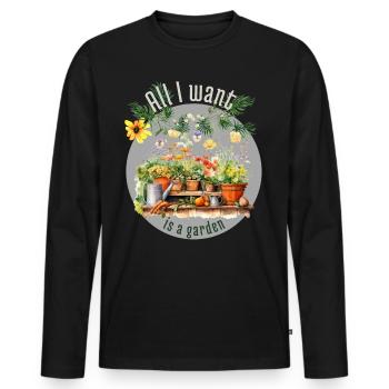 All i want is a garden - Men's Premium Organic Long Sleeve Shirt - black - Front - Nico (187cm)