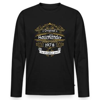 1978 Geburtstag Sauerländer Original Whiskey - Männer Premium Bio Langarmshirt - Schwarz - Vorne - Nico (187cm)