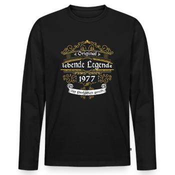 1977 Geburtstag lebende Legende zur perfektion - Männer Premium Bio Langarmshirt - Schwarz - Vorne - Nico (187cm)