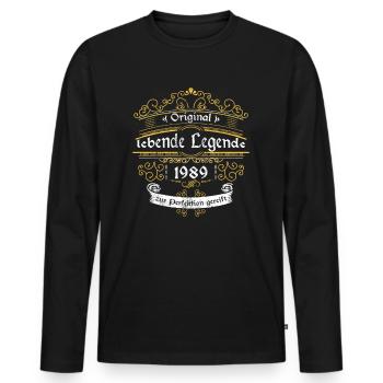 1989 Geburtstag lebende Legende zur perfektion - Männer Premium Bio Langarmshirt - Schwarz - Vorne - Nico (187cm)