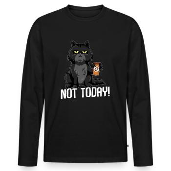 Cat not today BLACK - Men's Premium Organic Long Sleeve Shirt - black - Front - Nico (187cm)